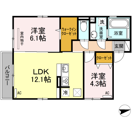 熊本市北区楡木のアパートの間取り