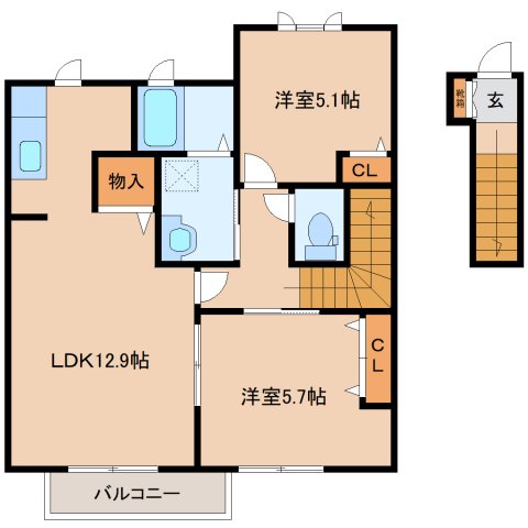 生駒郡斑鳩町興留のアパートの間取り