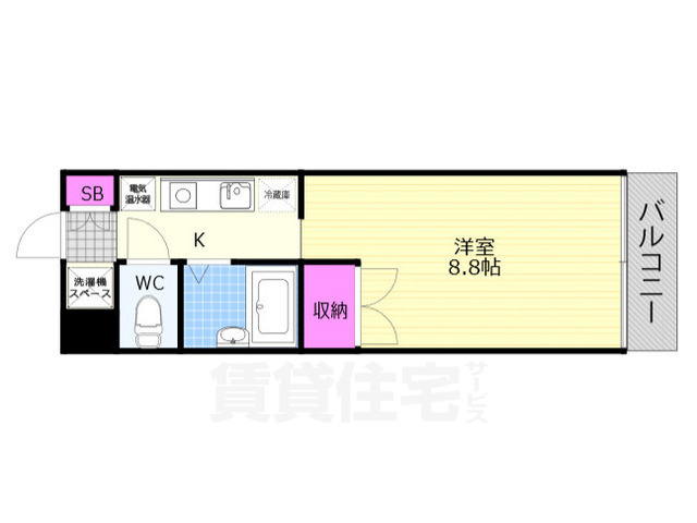 京都市中京区占出山町のマンションの間取り