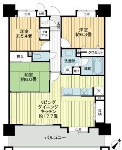 鹿児島市郡元のマンションの間取り