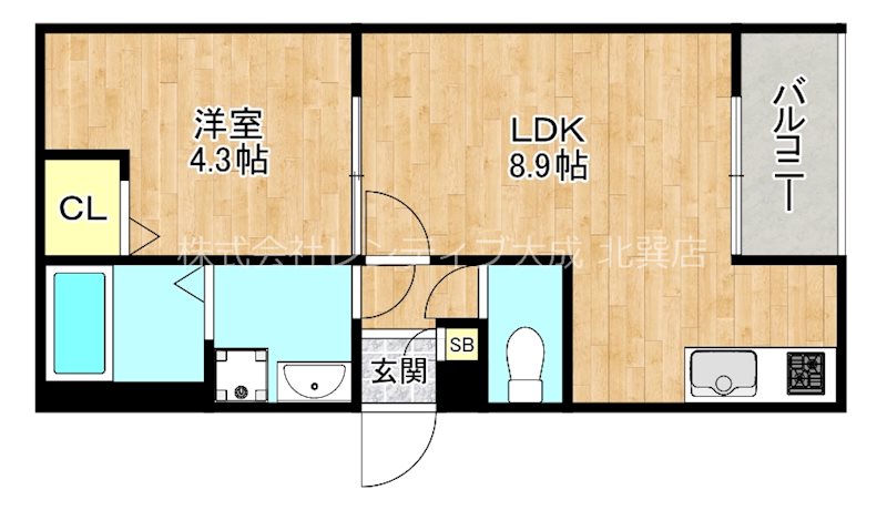 大阪市生野区小路のアパートの間取り