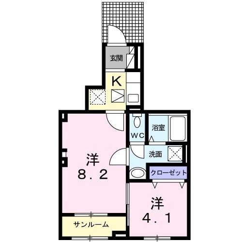 合志市須屋のアパートの間取り