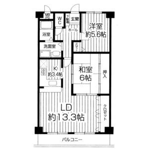 堺市北区中百舌鳥町のマンションの間取り