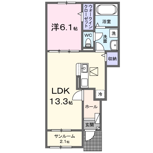 赤穂市北野中のアパートの間取り