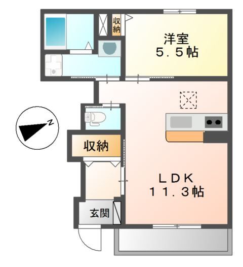 姫路市砥堀のアパートの間取り