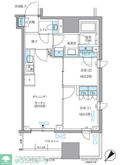 中央区東日本橋のマンションの間取り