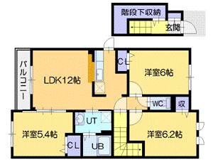 江別市上江別のアパートの間取り