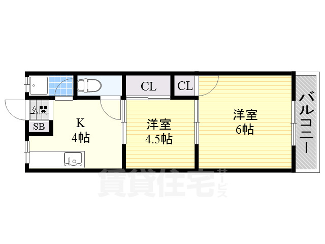 茨木市丑寅のアパートの間取り