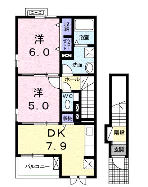 福山市高西町のアパートの間取り