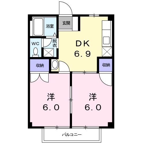 高萩市高浜町のアパートの間取り