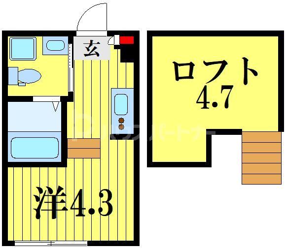 江戸川区北小岩のアパートの間取り