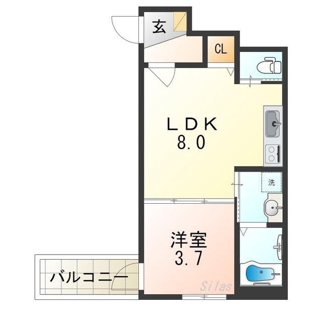 大阪市住之江区粉浜のアパートの間取り