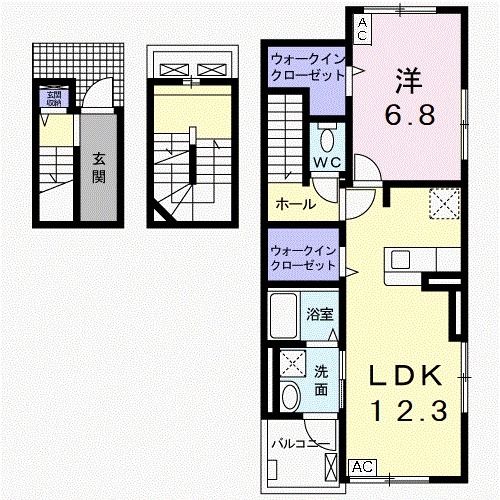 【岐阜市茜部菱野のアパートの間取り】