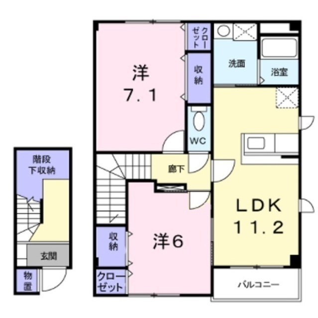 上田市中野のアパートの間取り