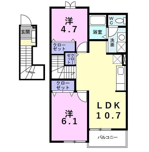 【知多郡美浜町北方のアパートの間取り】