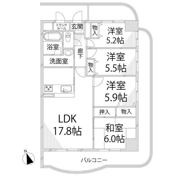 手柄アートスカイハイツの間取り