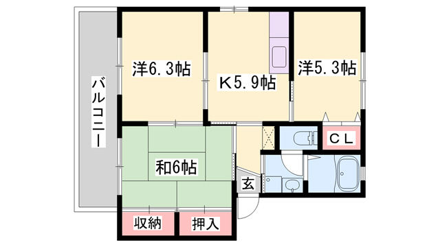 【シャーメゾン志保の間取り】