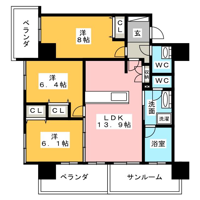 さくらＨｉｌｌｓ　ＮＩＳＨＩＫＩ　Ｐｌａｔｉｎｕｍ　Ｒｅｓｉｄｅｎｃｅの間取り