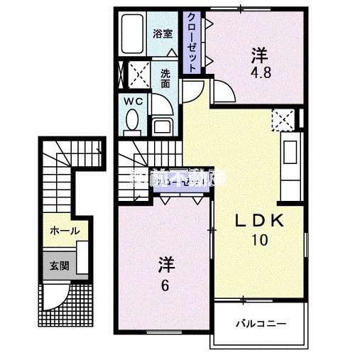 三井郡大刀洗町大字高樋のアパートの間取り