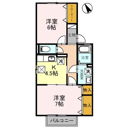 甲賀市水口町八光のアパートの間取り