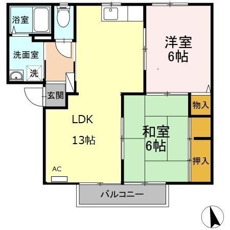 北九州市小倉北区今町のアパートの間取り