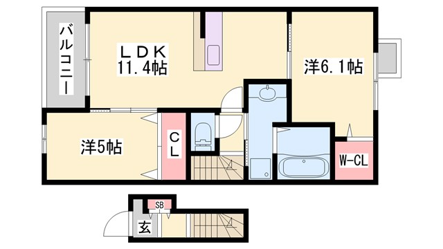 フェリア福新Ａの間取り