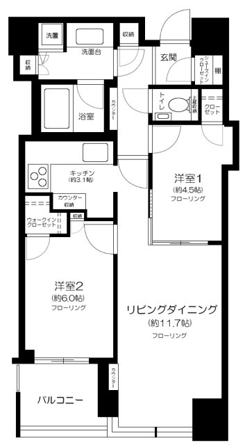 品川区大崎のマンションの間取り