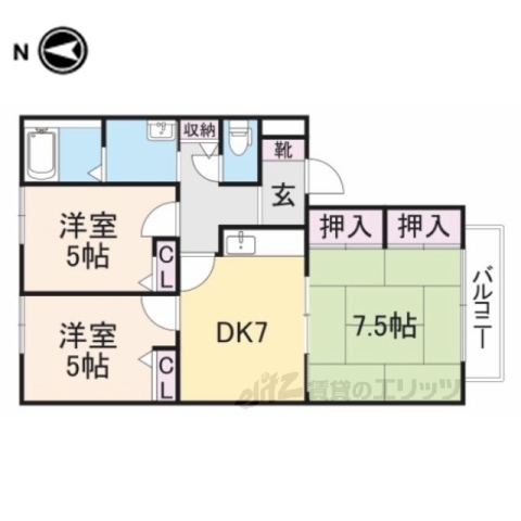 御所市大字竹田のアパートの間取り