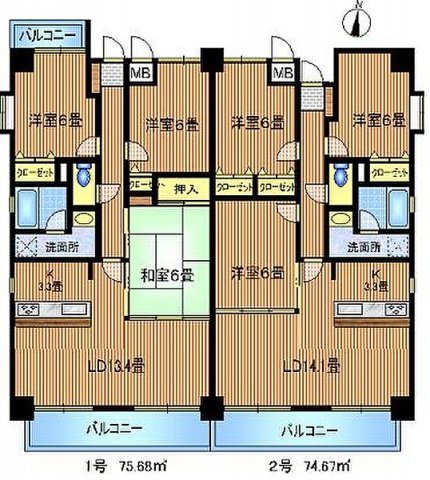 【広島市東区牛田旭のマンションの間取り】