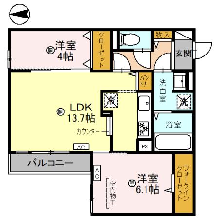 西宮市青木町のアパートの間取り