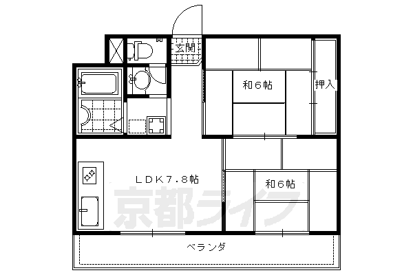 京都市中京区壬生天池町のマンションの間取り