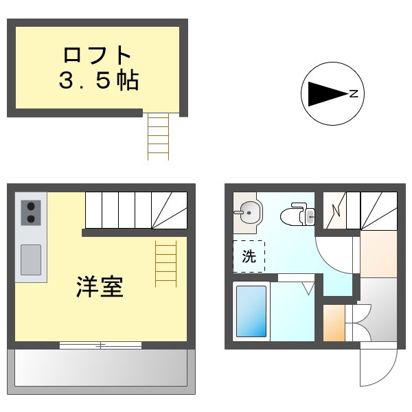 清須市西枇杷島町北二ツ杁のアパートの間取り