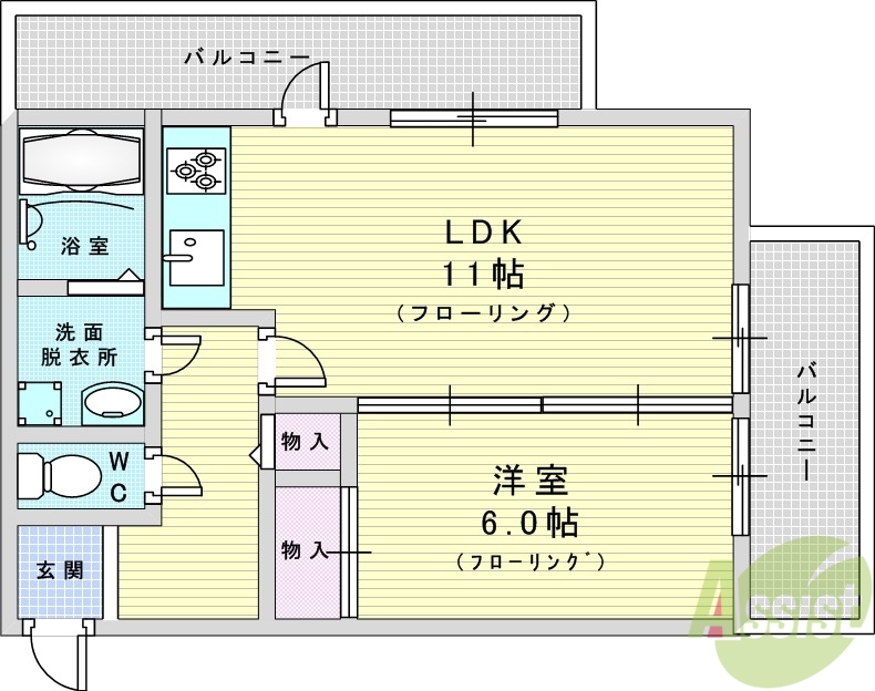 キャニスコート上新庄の間取り