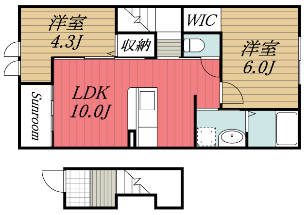 印西市小林のアパートの間取り