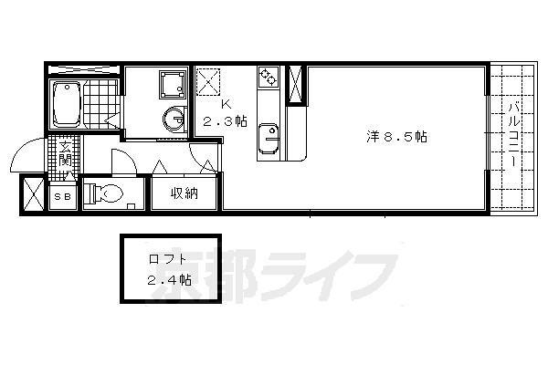 京都市中京区西ノ京南大炊御門町のマンションの間取り