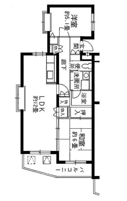 ＪＲ横浜線 長津田駅 徒歩5分 4階建 築36年の間取り写真