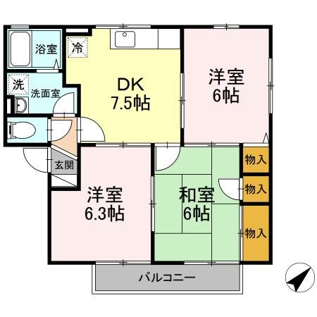 広島高速交通アストラムライン 中筋駅 徒歩11分 2階建 築23年の間取り写真