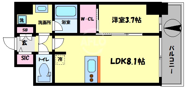 地下鉄御堂筋線 大国町駅 徒歩10分 15階建 築6年の間取り写真