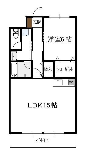 パークコート老松（1LDK）の間取り