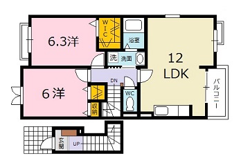 安芸高田市吉田町吉田のアパートの間取り