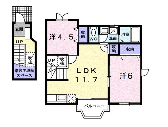 四国中央市豊岡町長田のアパートの間取り