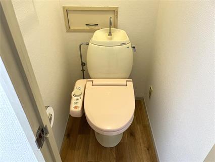 トイレ　温水洗浄機能付き便座です。