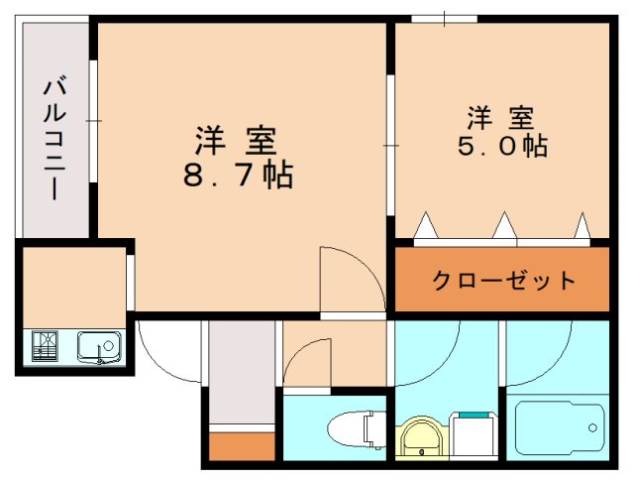 福岡市東区和白東のアパートの間取り