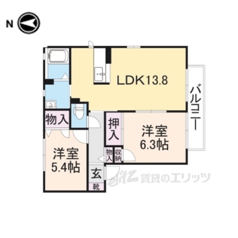 北葛城郡広陵町馬見北のアパートの間取り