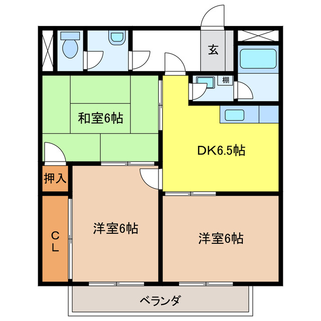 各務原市那加前野町のアパートの間取り