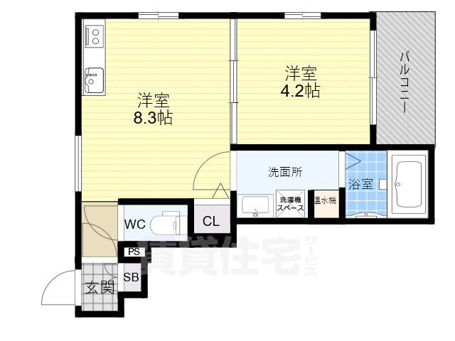 【東大阪市花園本町のアパートの間取り】