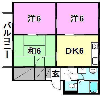 松山市土居田町のアパートの間取り