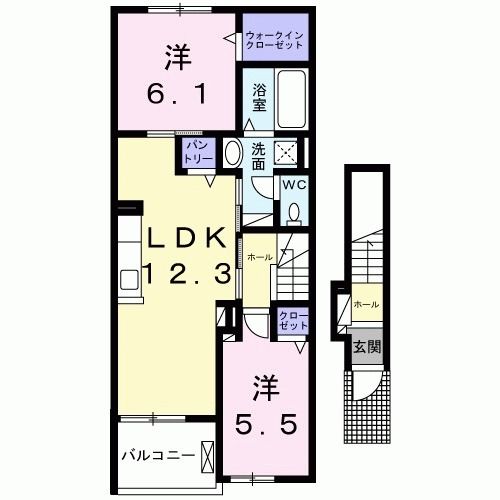 池田市石橋のアパートの間取り