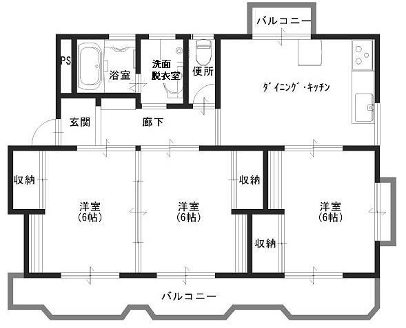 フラット西中新田の間取り