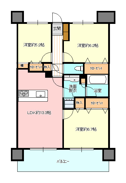 牛久市柏田町のマンションの間取り